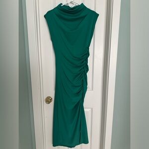 Anthropologie Cowl Neck Ruched Side Dress